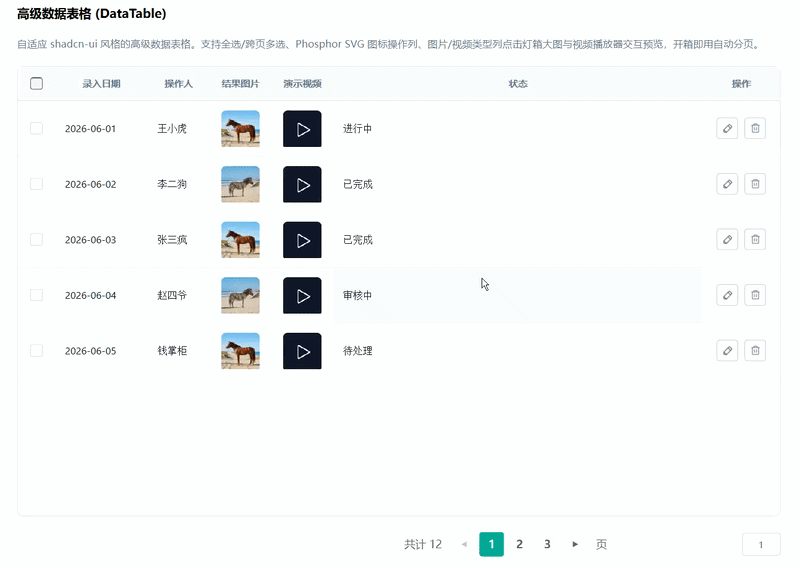 高级表格预览